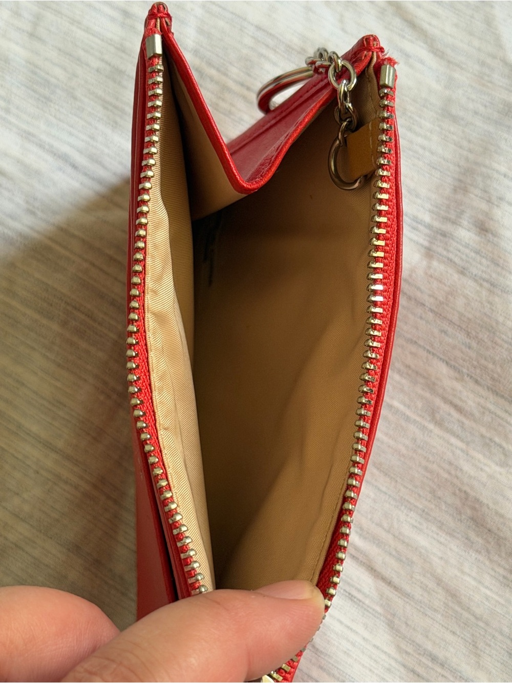 Vintage Coach Red-Orange Leather Card Case with Keyring - Picture 5 of 7